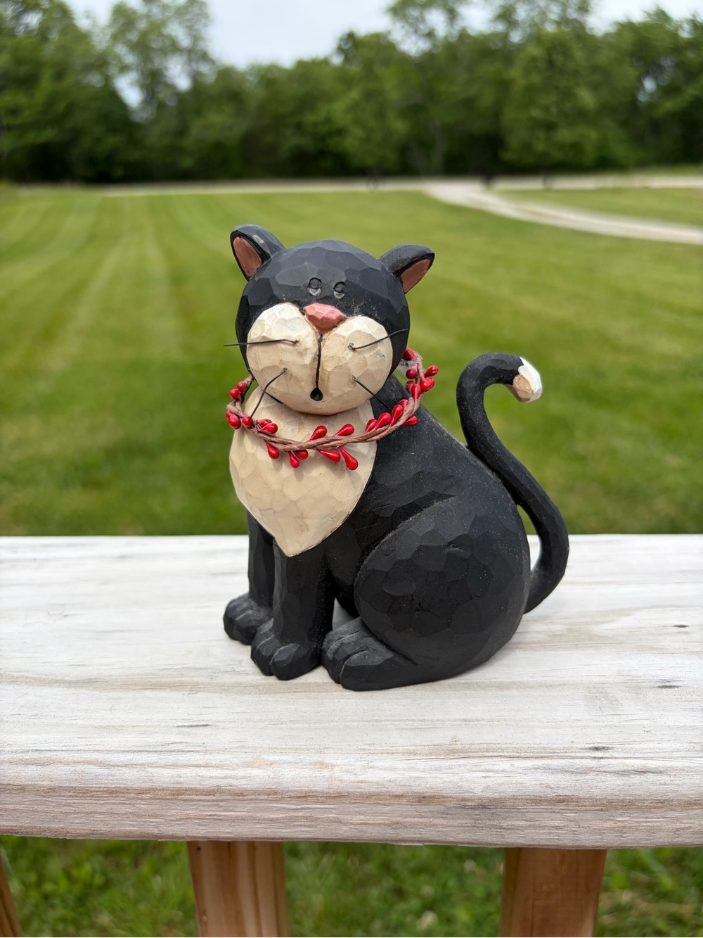 Blossom Bucket Suzi Skoglund Black White Cat 5" Figurine Kitty Whimsical